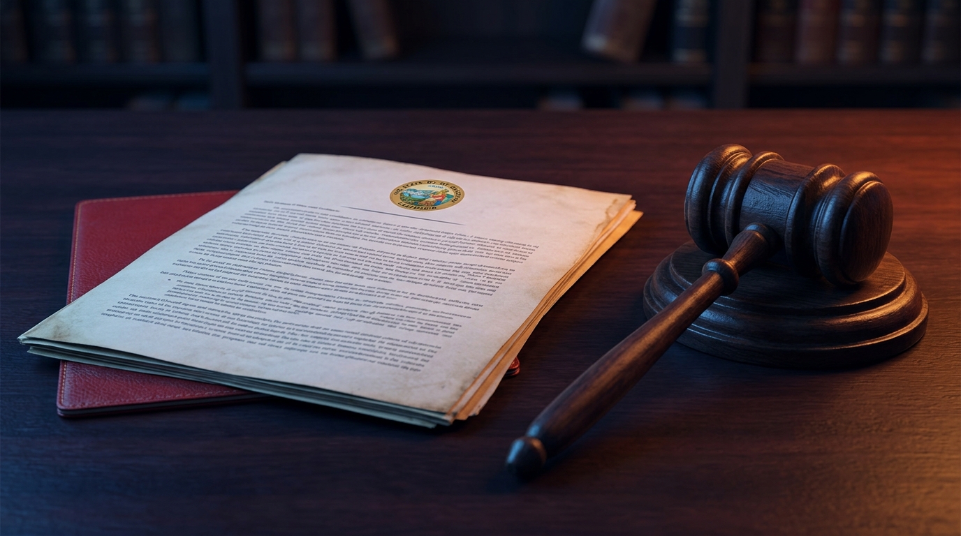A close-up of a legal document titled 'California Civil Code' resting on a desk next to a judge's gavel.